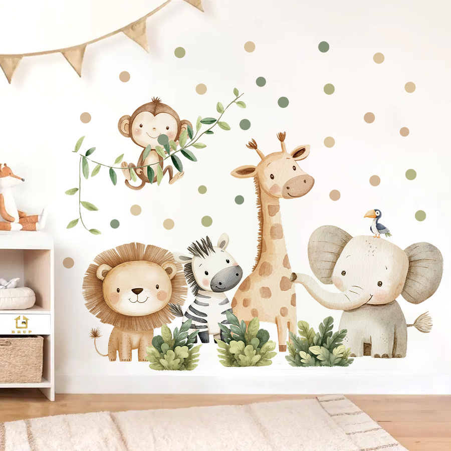 Baby Nursery Modern - Stiker Dinding Hewan Hutan Boho untuk