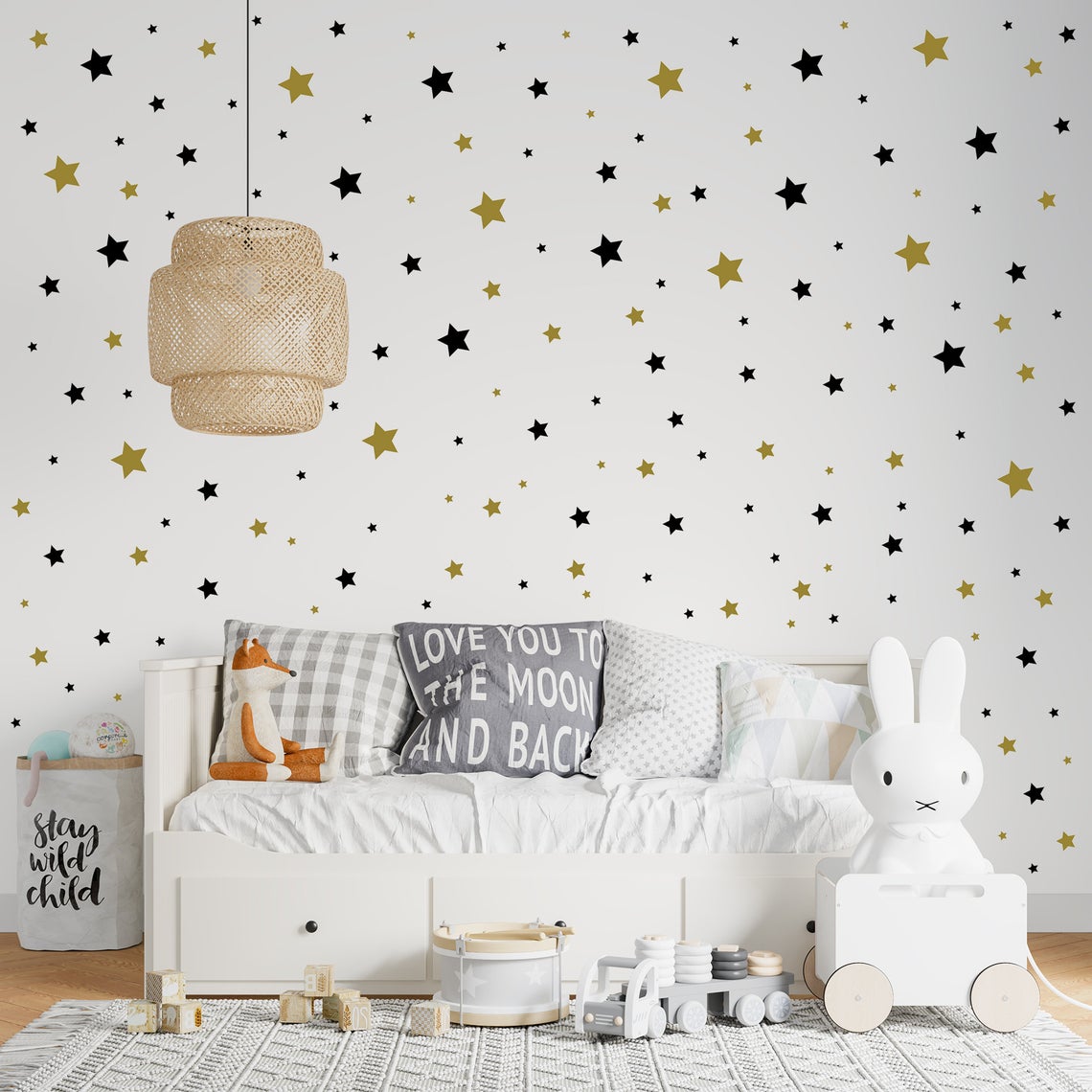 Baby Nursery Stickers - Stiker dinding bintang kartun 65 buah,