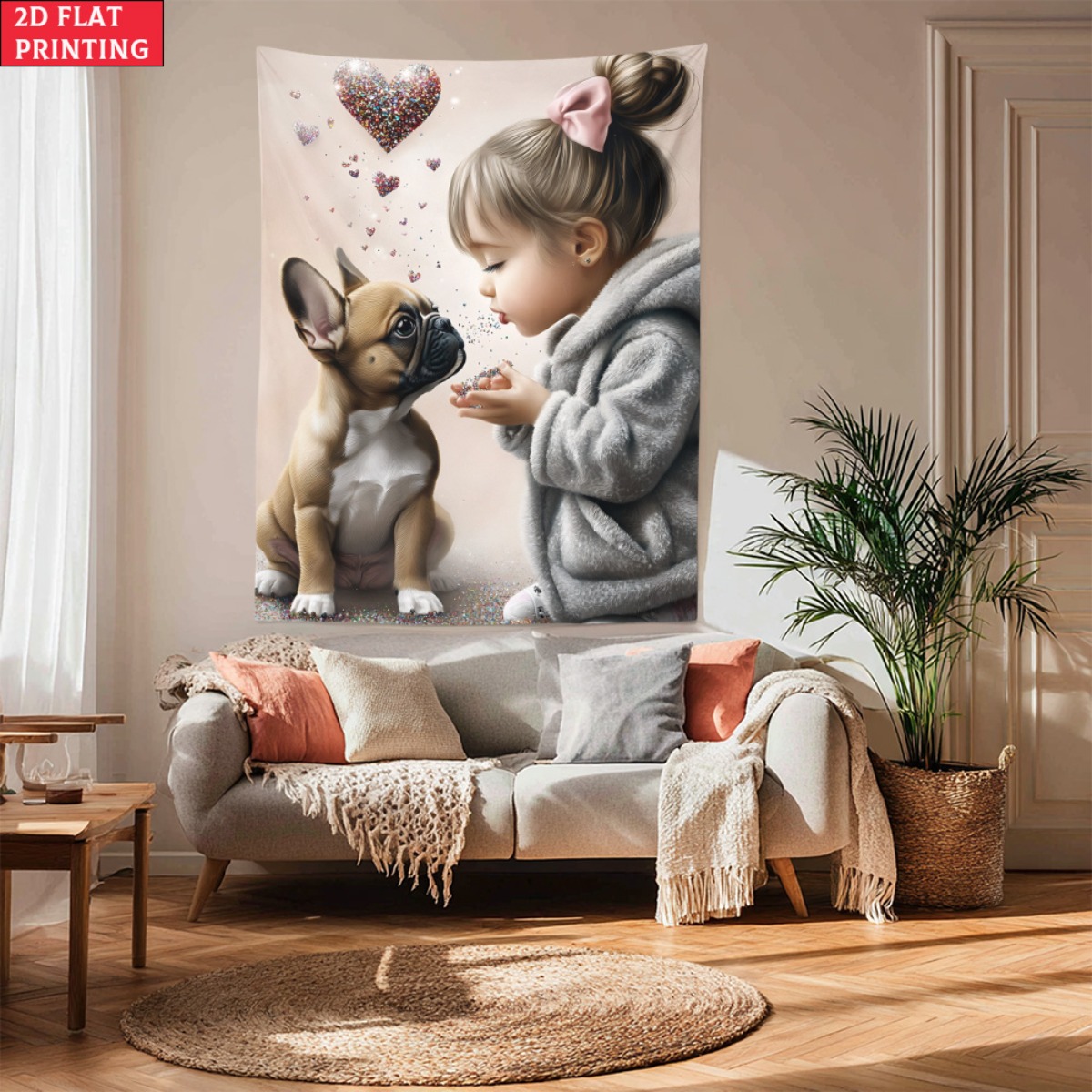 Baby Nursery Modern - Gadis dengan anak anjing bulldog Prancis,