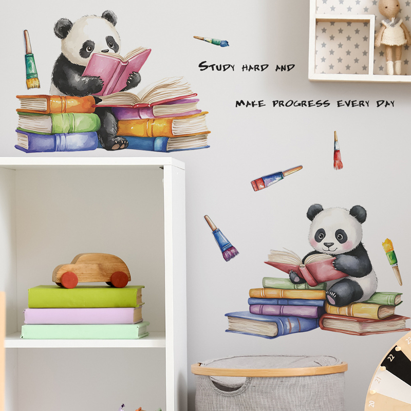 Baby Nursery Murals - Stiker Dinding Vinyl 3D Panda Lucu