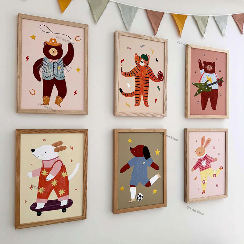 Baby Nursery Animal Prints - Lukisan Kanvas Seni Dinding Kamar Anak