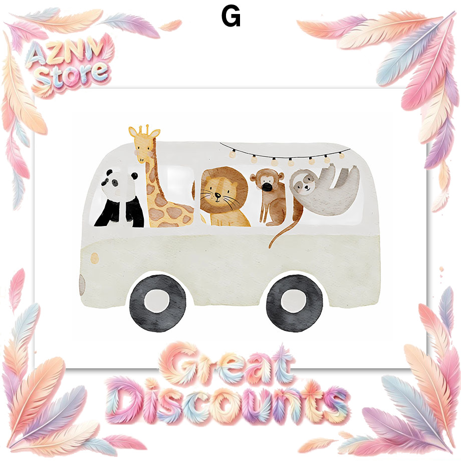 Baby Nursery Animal Prints - Poster dan Cetakan Seni Dinding Kanvas