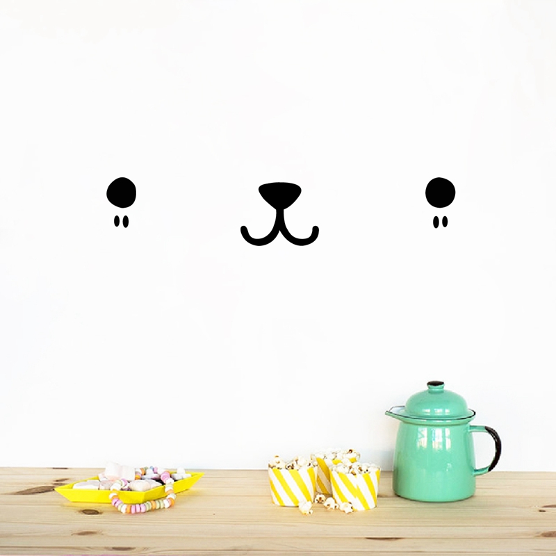 Baby Nursery Murals - Decal Seni Dinding Wajah Lucu Kawaii