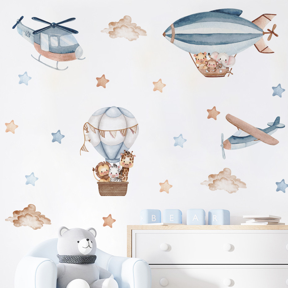 Baby Nursery Stickers - Cat Air hewan panas balon udara
