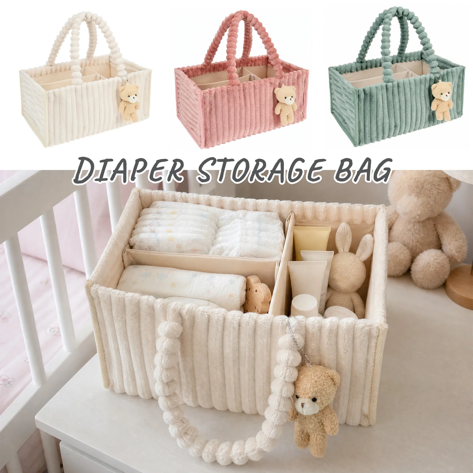 Diaper Caddy Organizer - Keranjang Penyimpanan Popok Bayi dari Kain