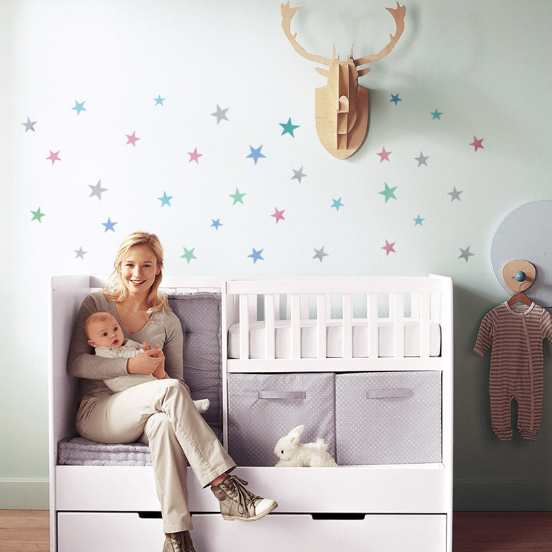 Baby Nursery Modern - Bintang Stiker Dinding untuk Kamar Anak
