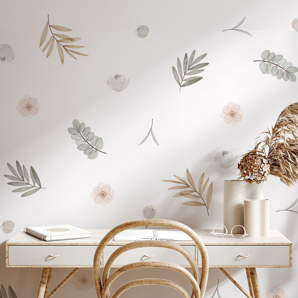 Baby Nursery Murals - Boho daun botani DIY stiker dinding