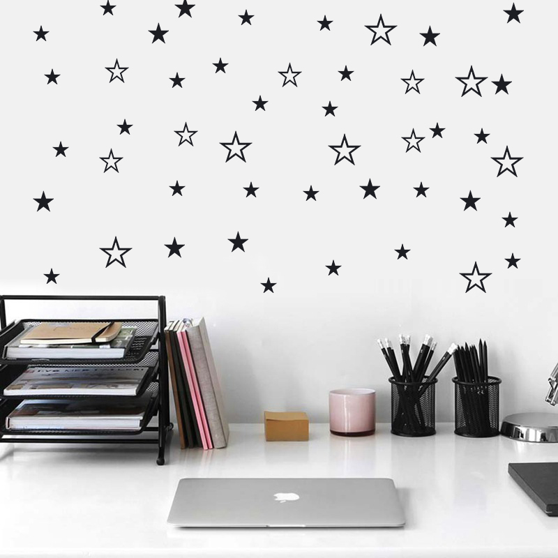 Baby Nursery Stickers - Campuran Ukuran Padat Berongga Bintang Stiker