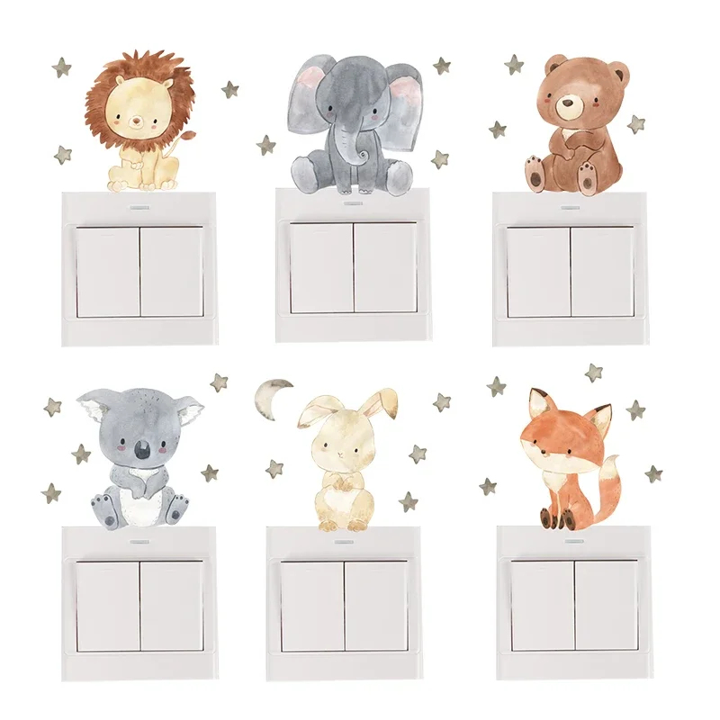 Baby Nursery Stickers - 1/2/4/6Set Stiker Dinding Hewan Kartun untuk