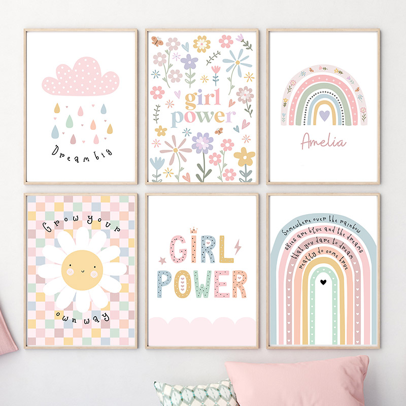 Baby Nursery Modern - Bunga matahari awan pelangi hati pembibitan
