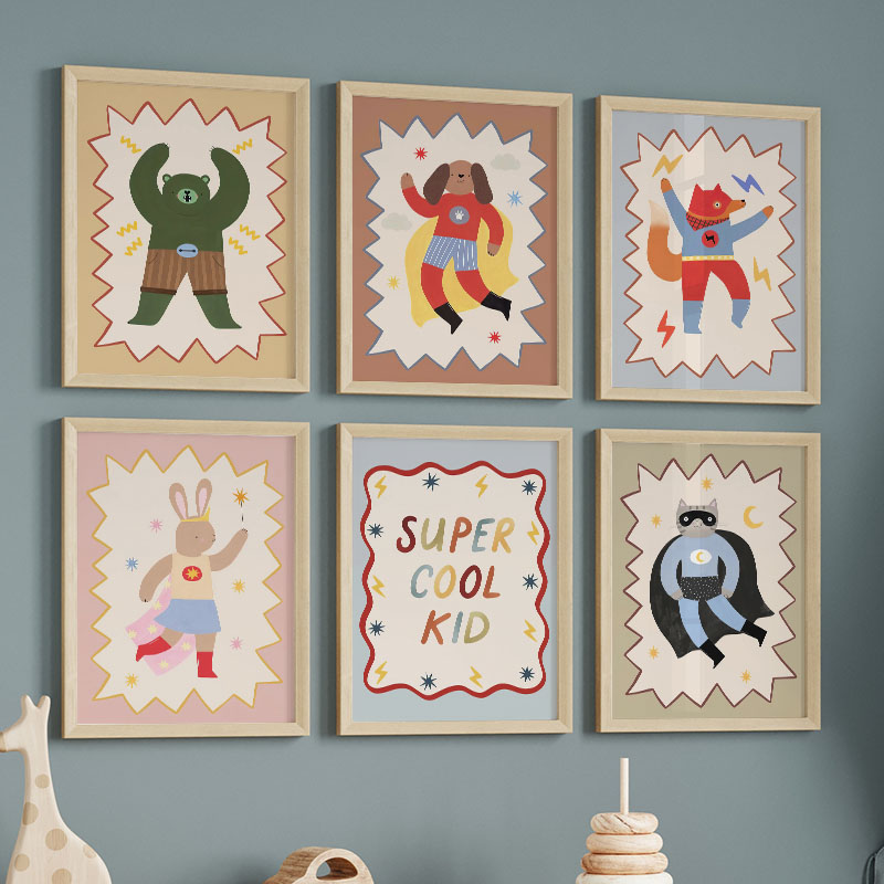 Baby Nursery Animal Prints - Lukisan Kanvas Seni Dinding Kamar Anak