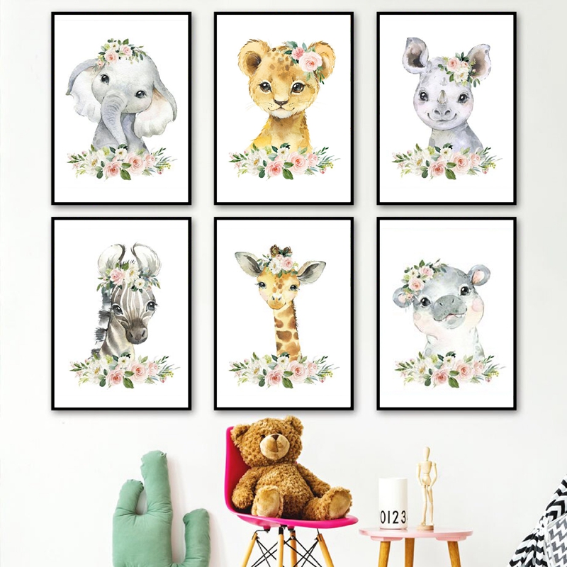Cetakan Kanvas Hewan Hutan Bun - Baby Nursery Animal Prints ulasan dan harga