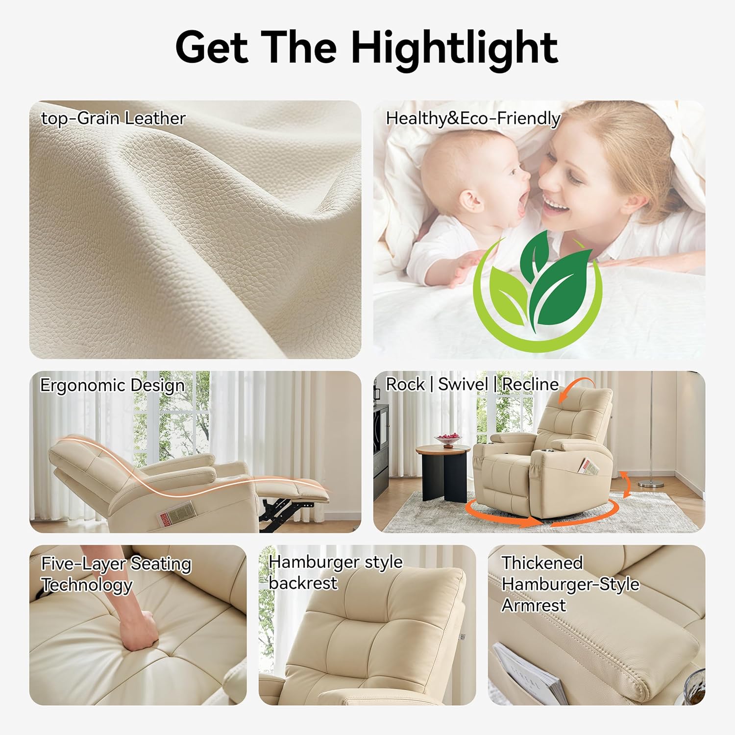 # Kursi Recliner Kulit, Kursi  - Rocking Chair Nursery ulasan dan harga
