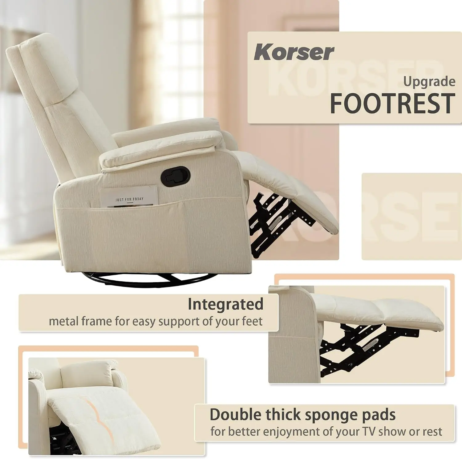 Kursi Recliner Korser, Kursi R - Rocking Chair Nursery ulasan dan harga