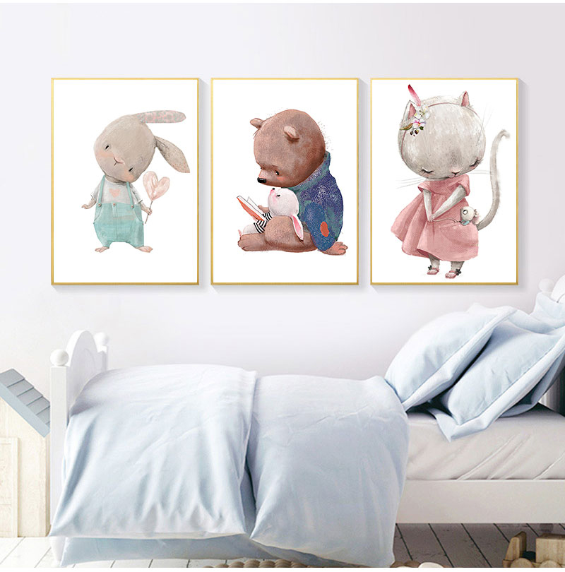 1 Buah Cetakan Seni Dekoratif  - Baby Nursery Animal Prints ulasan dan harga
