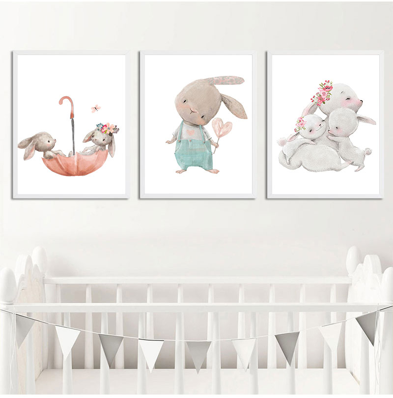 1 Buah Cetakan Seni Dekoratif  - Baby Nursery Animal Prints ulasan dan harga