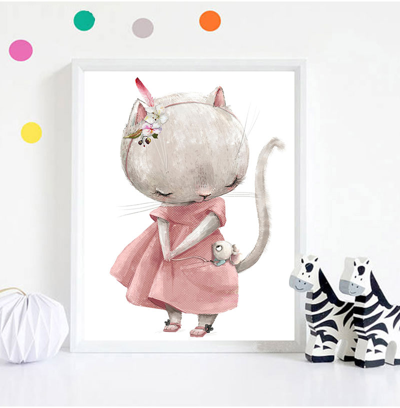 1 Buah Cetakan Seni Dekoratif  - Baby Nursery Animal Prints ulasan dan harga