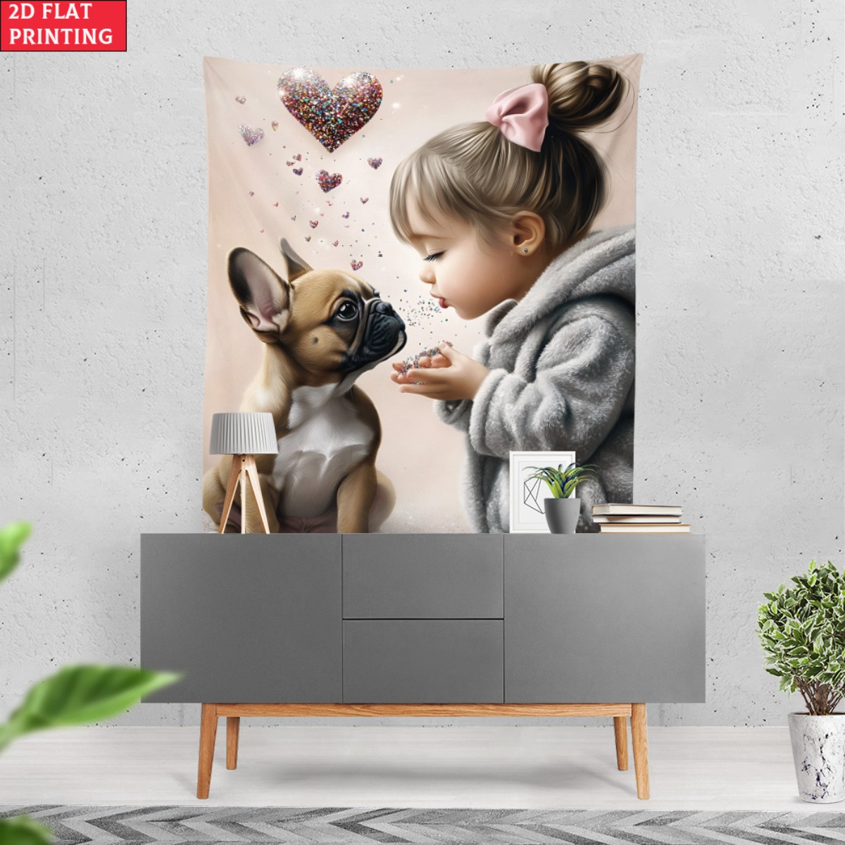 Gadis dengan anak anjing bulld - Baby Nursery Modern ulasan dan harga