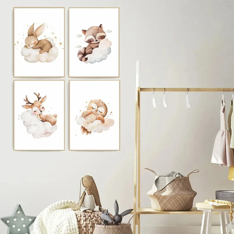 Lukisan Kanvas Hewan Awan Kart - Baby Nursery Murals ulasan dan harga