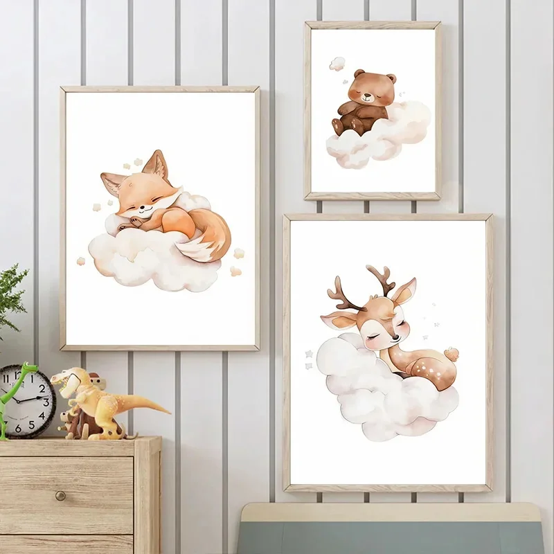 Lukisan Kanvas Hewan Awan Kart - Baby Nursery Murals ulasan dan harga