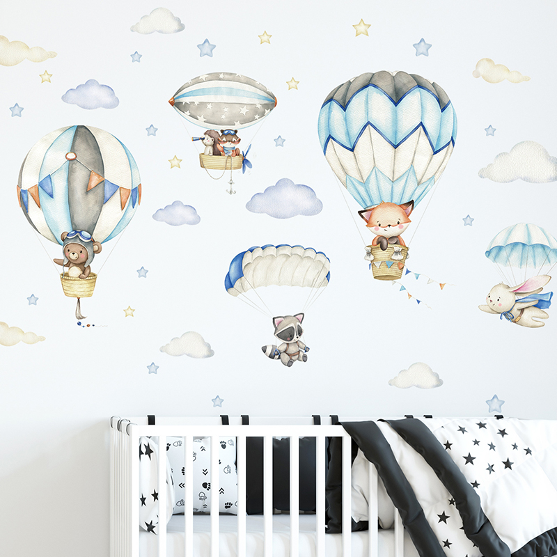 Stiker dinding balon udara hew - Baby Nursery Stickers ulasan dan harga