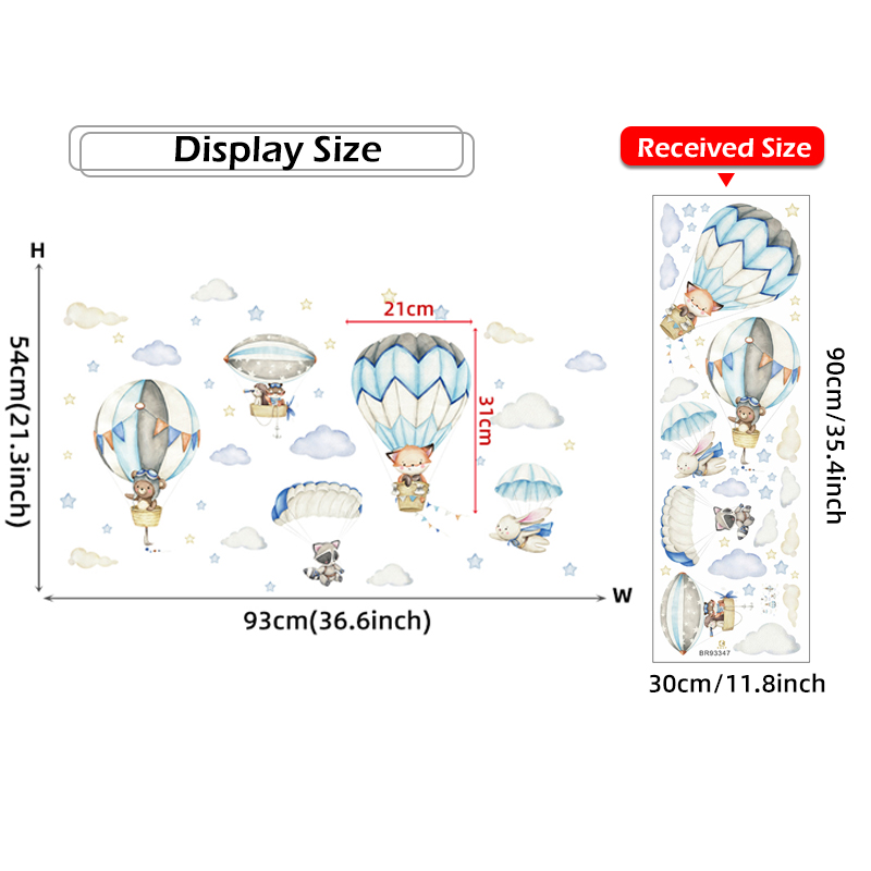 Stiker dinding balon udara hew - Baby Nursery Stickers ulasan dan harga