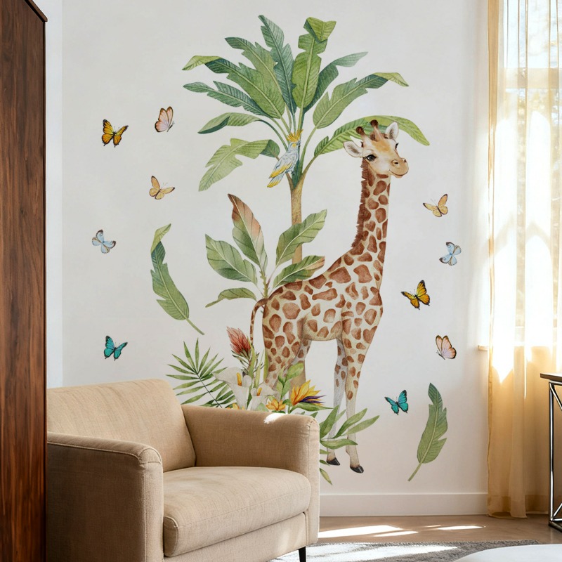 Stiker Dinding Jerapah Hewan H - Baby Nursery Murals ulasan dan harga