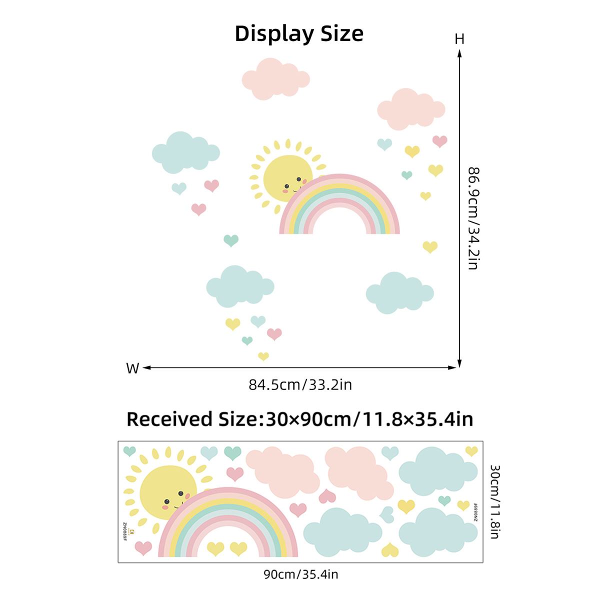 Stiker Dinding Awan Pelangi Ma - Baby Nursery Murals ulasan dan harga