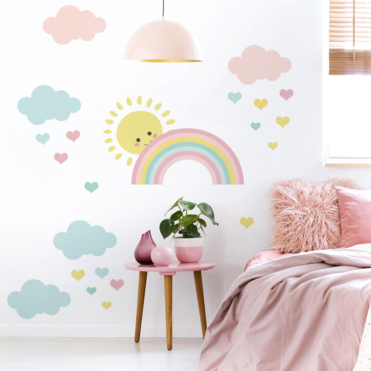 Stiker Dinding Awan Pelangi Ma - Baby Nursery Murals ulasan dan harga