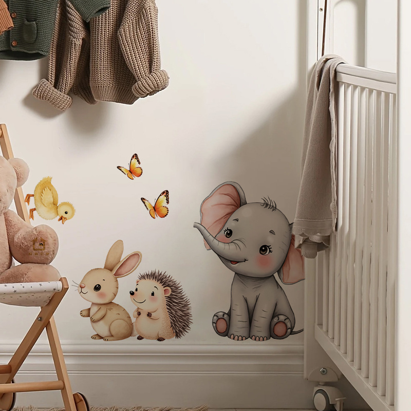 Stiker Dinding Hewan Kartun-St - Baby Nursery Stickers ulasan dan harga
