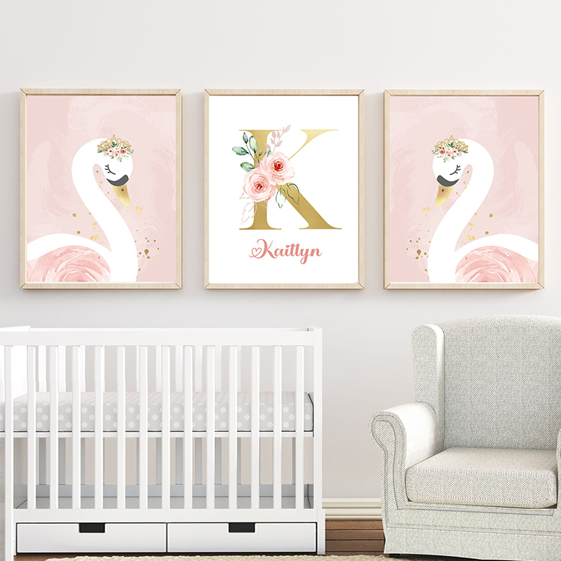 Mahkota merah muda angsa emas  - Baby Nursery Name Letters ulasan dan harga