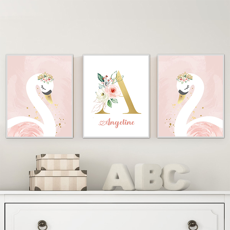 Mahkota merah muda angsa emas  - Baby Nursery Name Letters ulasan dan harga