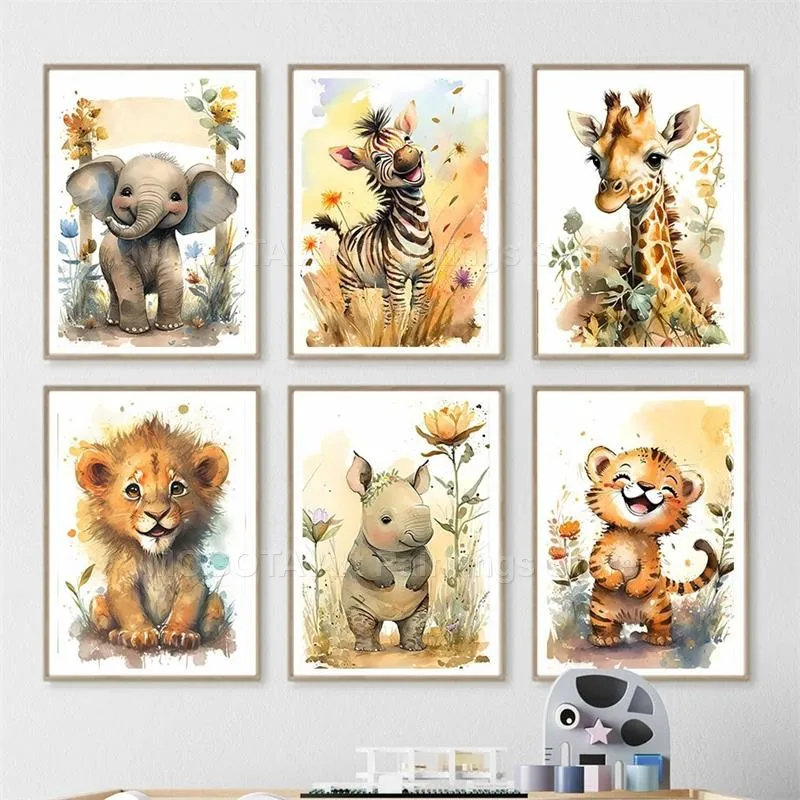 Cat Air Singa Jerapah Harimau  - Baby Nursery Animal Prints ulasan dan harga