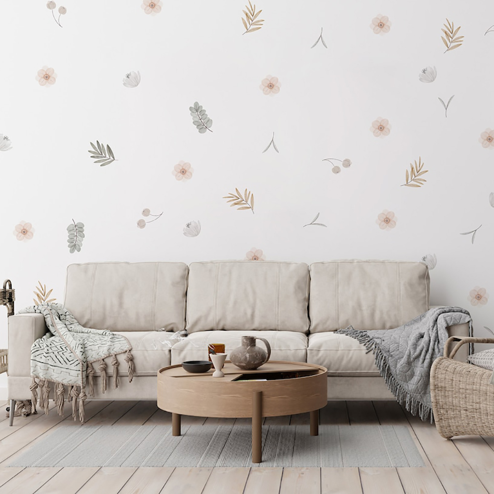 Boho daun botani DIY stiker di - Baby Nursery Murals ulasan dan harga