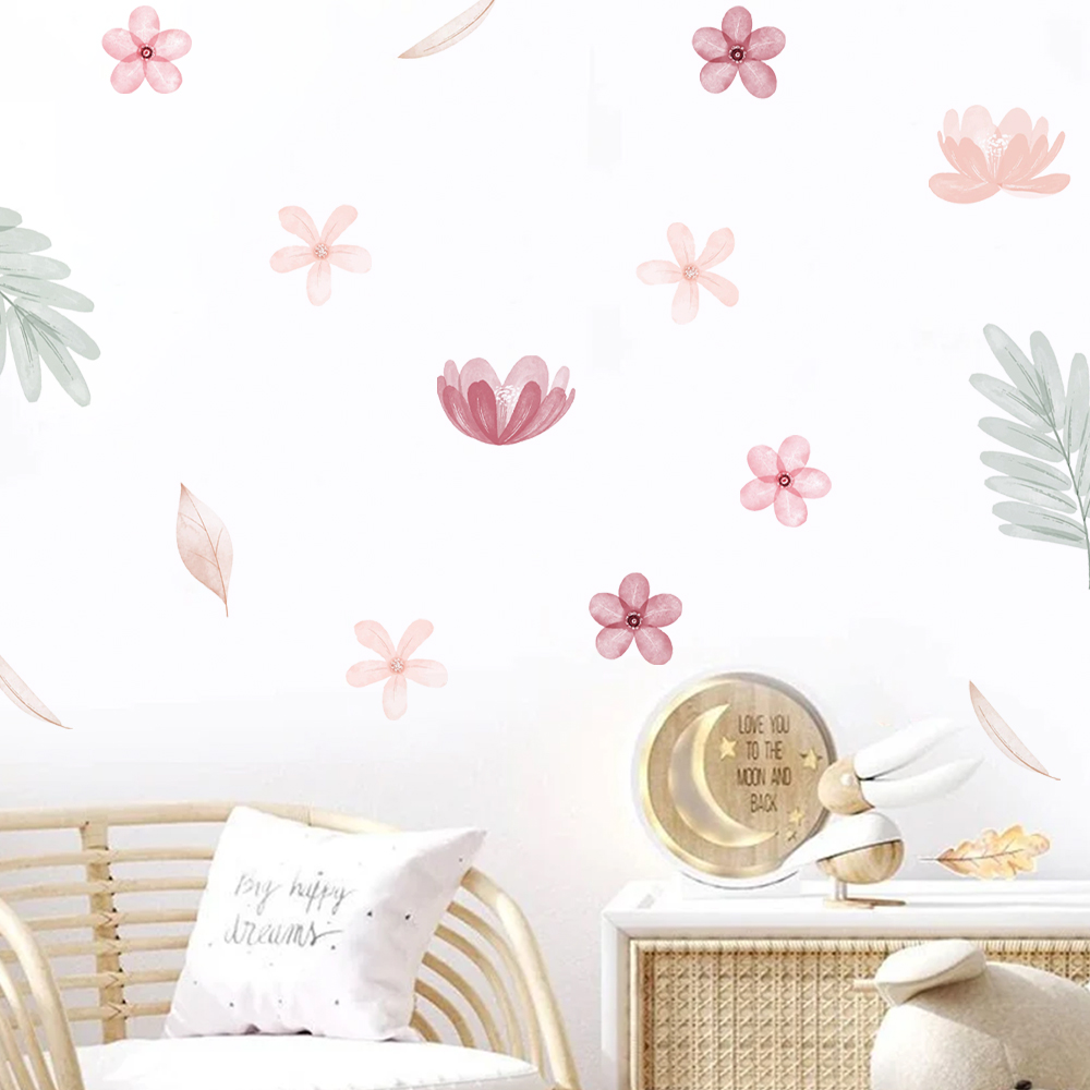 Boho daun botani DIY stiker di - Baby Nursery Murals ulasan dan harga