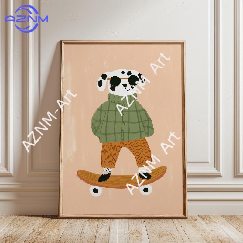1 Buah Poster Skateboard Hewan - Baby Nursery Animal Prints ulasan dan harga