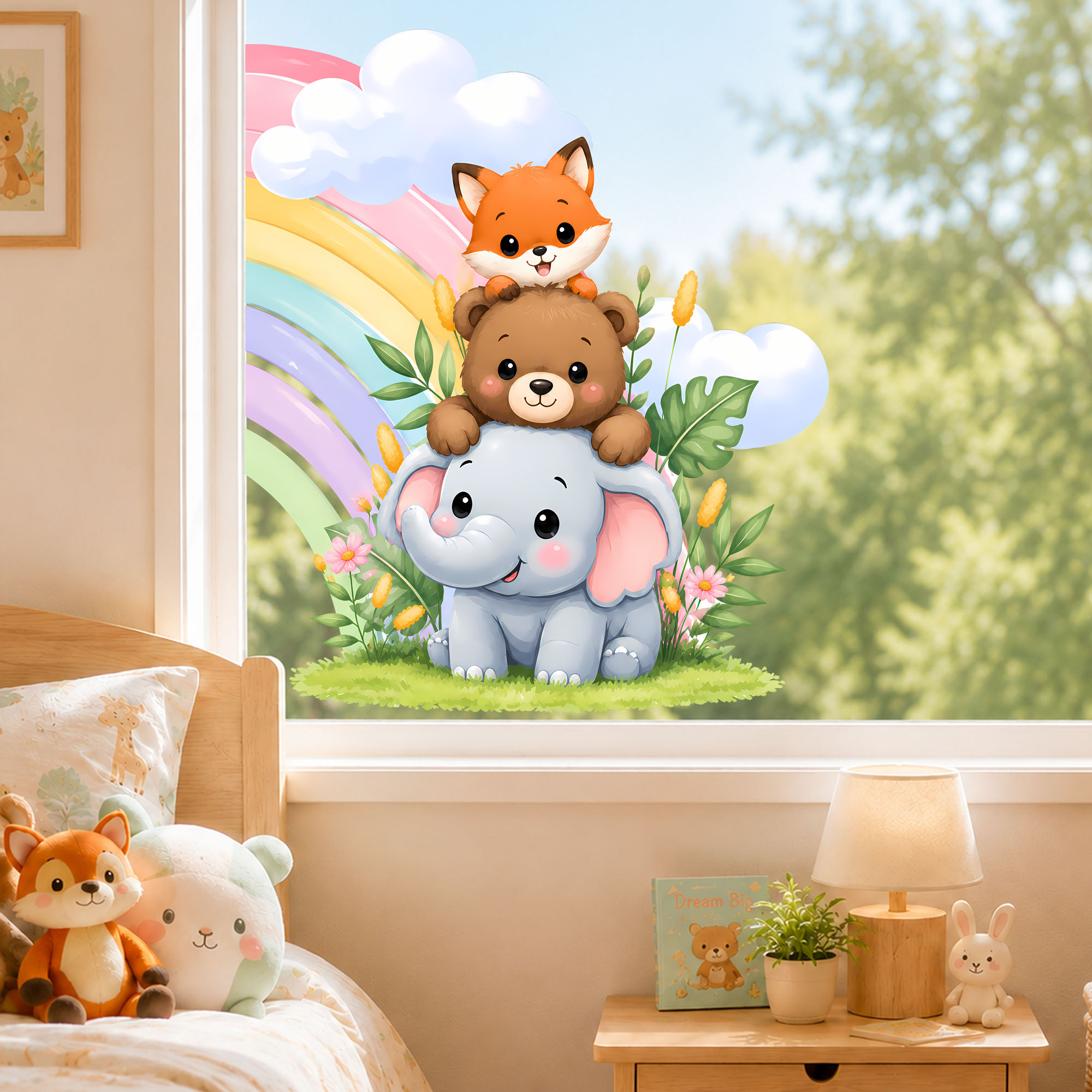 Stiker Kaca Pelangi Motif Gaja - Baby Nursery Stickers ulasan dan harga