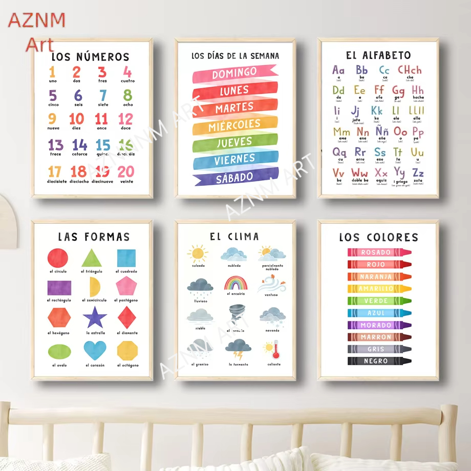 1 Buah Poster Lukisan Kanvas S - Baby Nursery In Spanish ulasan dan harga