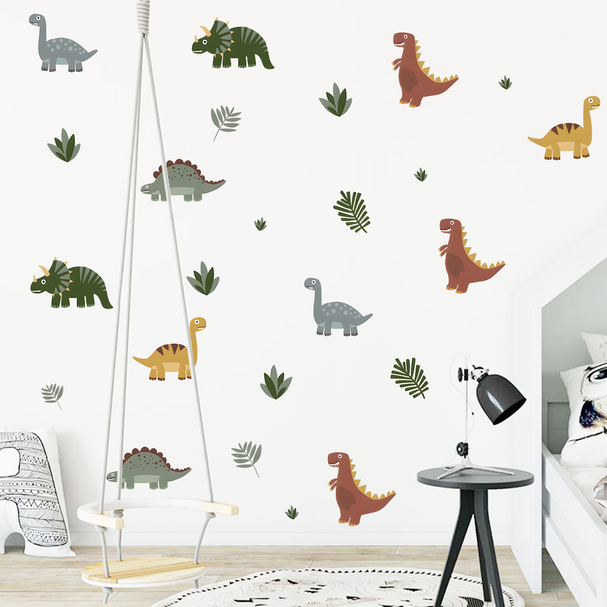 Stiker dinding hewan daun dino - Baby Nursery Stickers ulasan dan harga