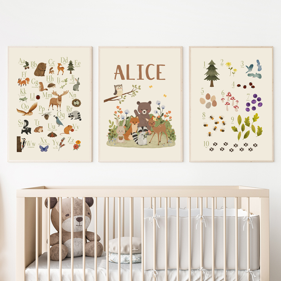 1pc Lukisan Kanvas Seni Dindin - Baby Nursery Animal Prints ulasan dan harga