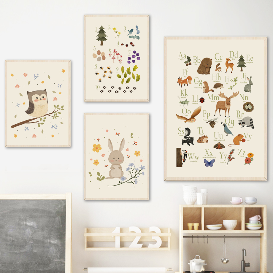 1pc Lukisan Kanvas Seni Dindin - Baby Nursery Animal Prints ulasan dan harga