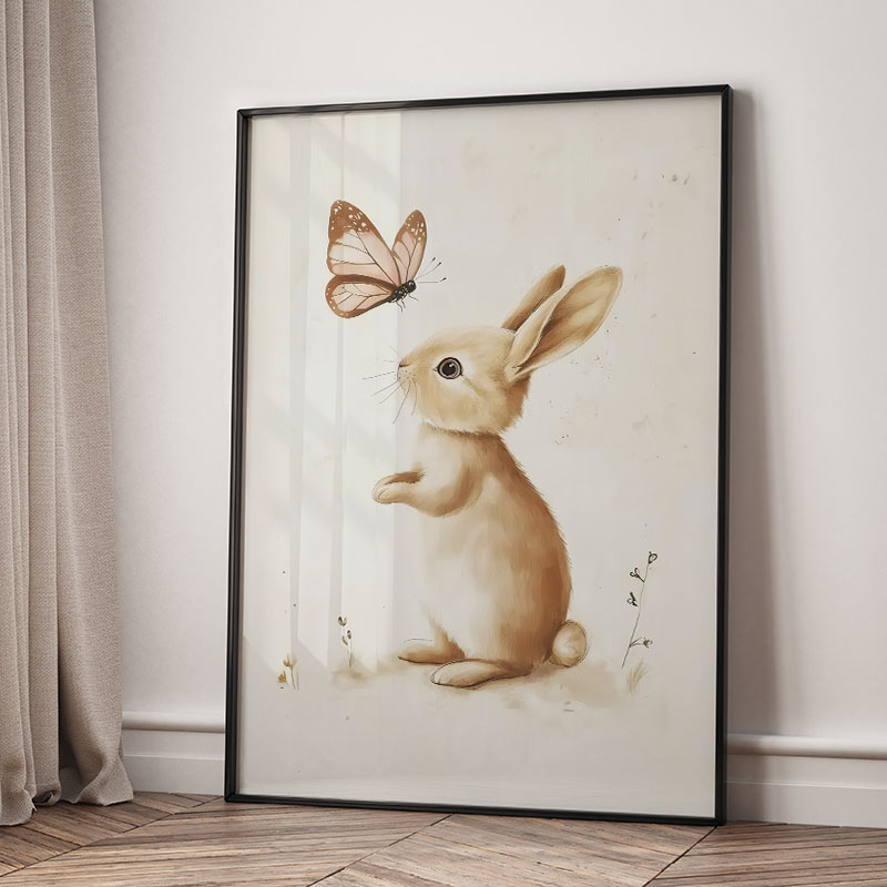 Poster Hewan Beruang Kelinci R - Baby Nursery Animal Prints ulasan dan harga