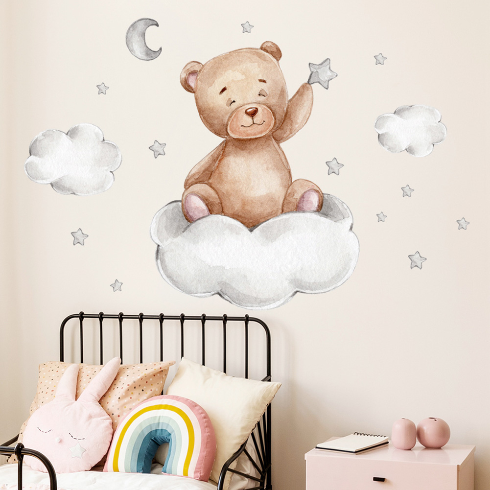 Stiker Dinding Beruang Bulan A - Baby Nursery Murals ulasan dan harga