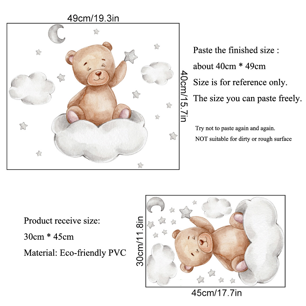 Stiker Dinding Beruang Bulan A - Baby Nursery Murals ulasan dan harga