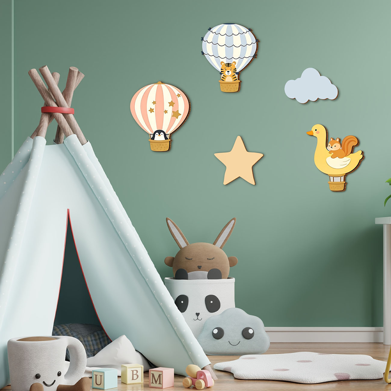 5 Buah Stiker Dinding Kayu Bal - Baby Nursery Stickers ulasan dan harga