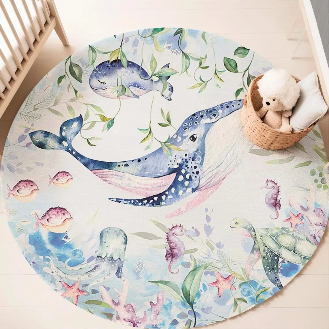 Karpet Bulat Motif Hewan Laut  - Baby Nursery Animal Prints ulasan dan harga