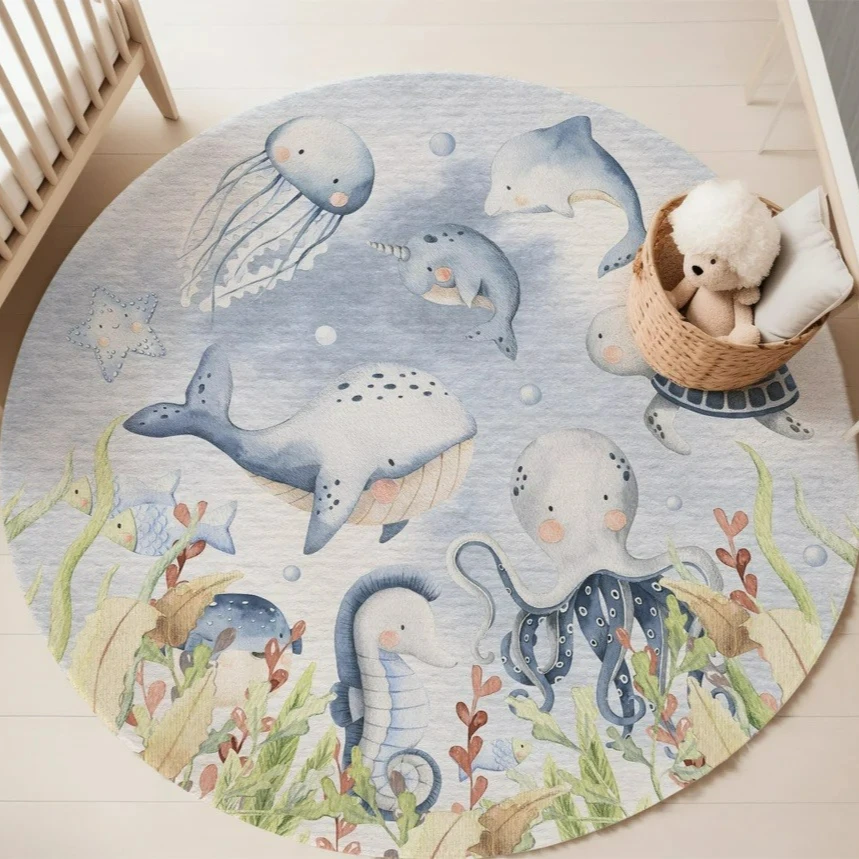 Karpet Bulat Motif Hewan Laut  - Baby Nursery Animal Prints ulasan dan harga